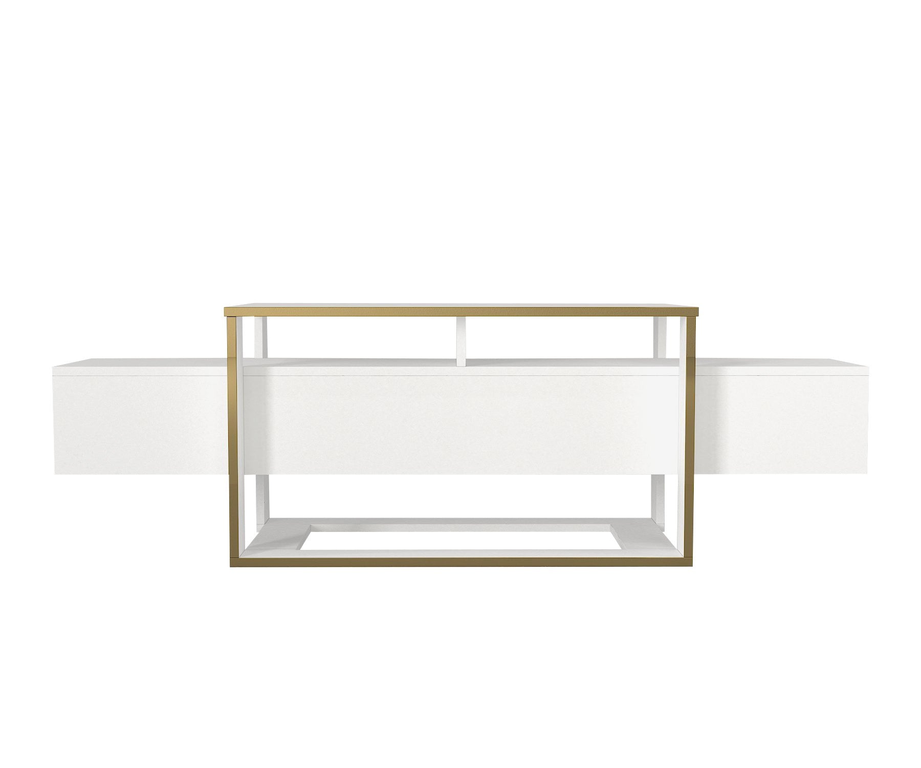 Móvel de TV – 160 cm largura – Branco e Dourado – MDF