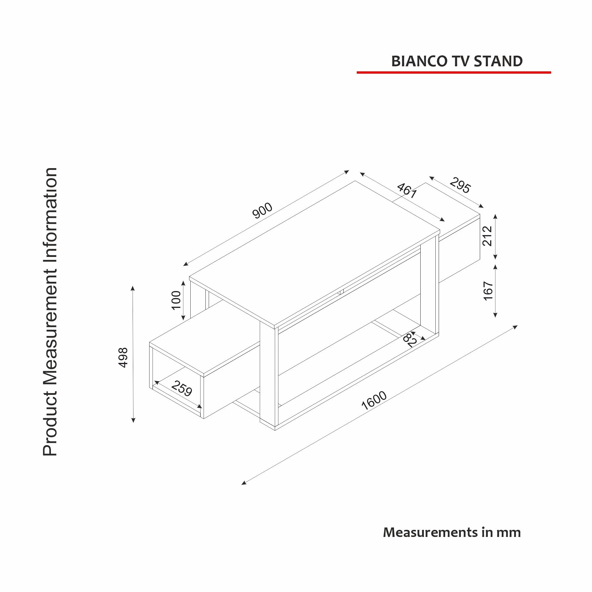 Móvel de TV – 160cm x 49.8cm x 46.1cm – Travertino – MDF