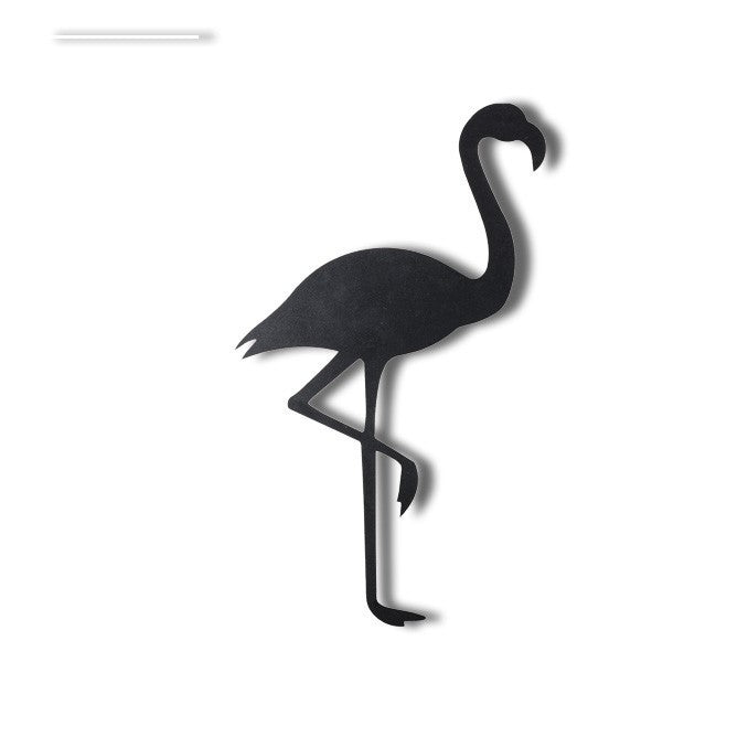 Silhueta de Flamingo em Metal Preto - Acessório Decorativo de Parede 51x30cm