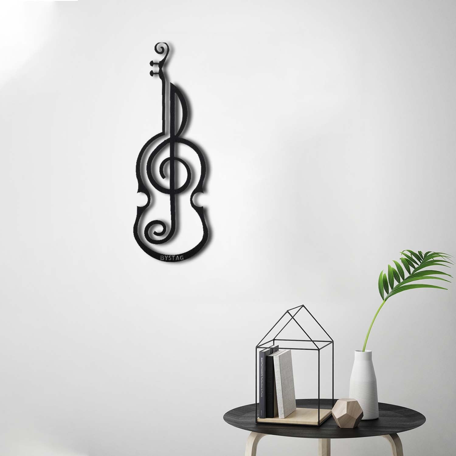 Violino Decorativo de Metal Preto para Parede - Acessório Artístico 50x17cm