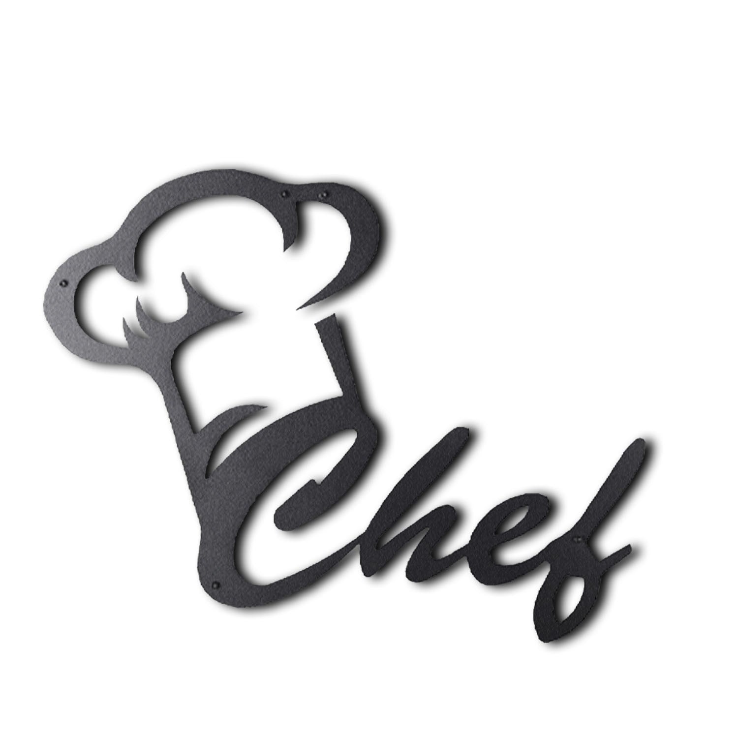 Acessório Decorativo de Parede Chef em Metal Preto - 32x46cm