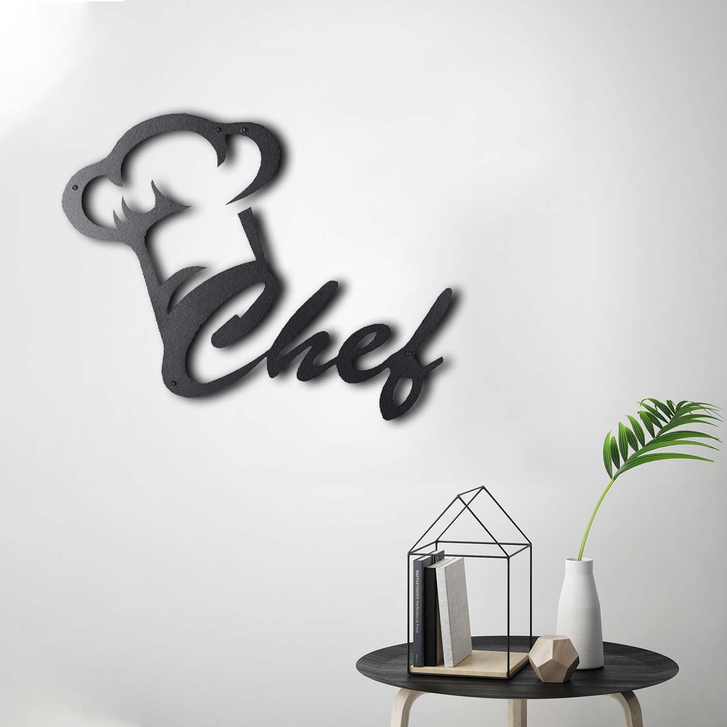 Acessório Decorativo de Parede Chef em Metal Preto - 32x46cm