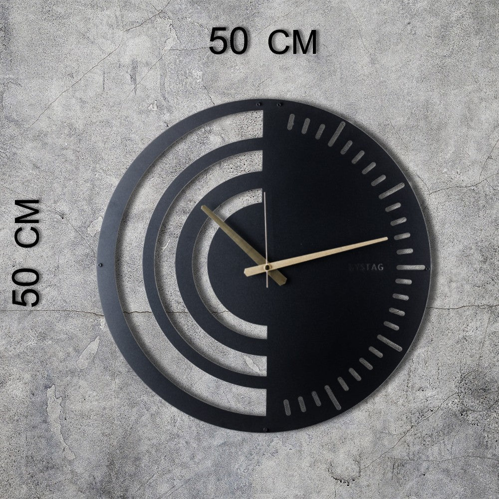 Relógio de Parede Decorativo Chrono - Metal Preto 50x50cm - Design Moderno para Decoração de Interiores