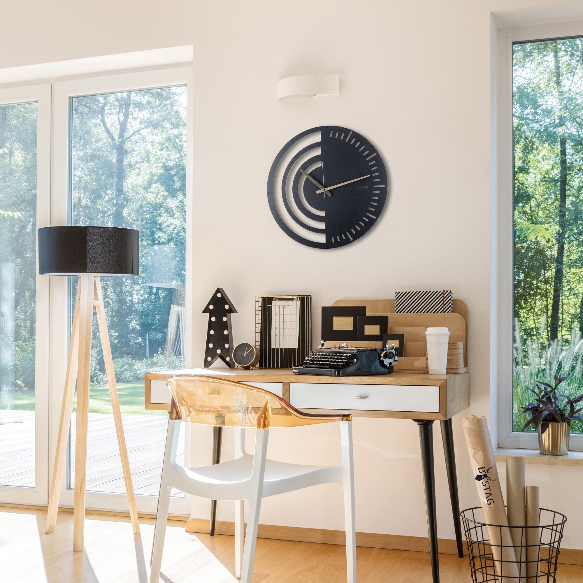 Relógio de Parede Decorativo Chrono - Metal Preto 50x50cm - Design Moderno para Decoração de Interiores