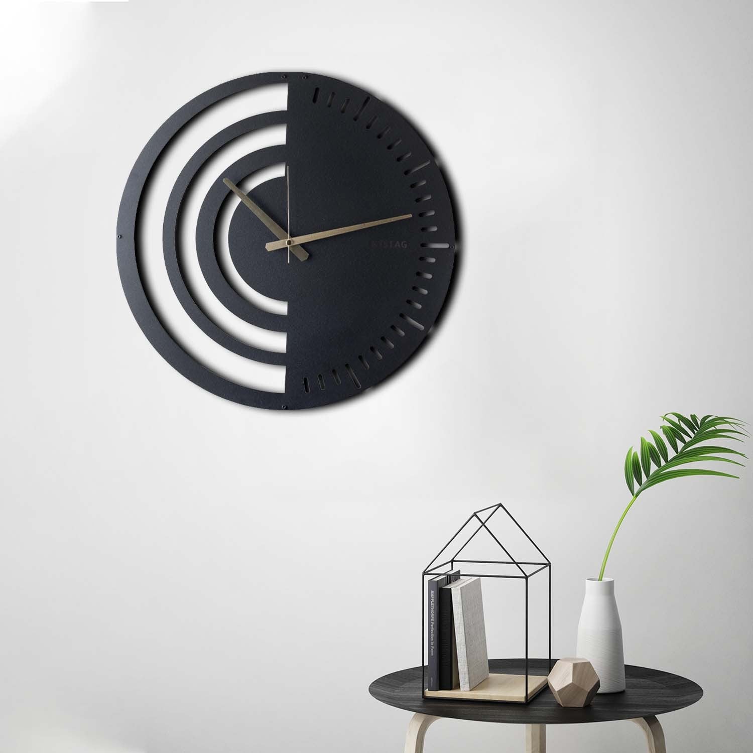Relógio de Parede Decorativo Chrono - Metal Preto 50x50cm - Design Moderno para Decoração de Interiores