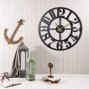 Relógio de parede décorativo – 50 x 50 cm – preto – metal