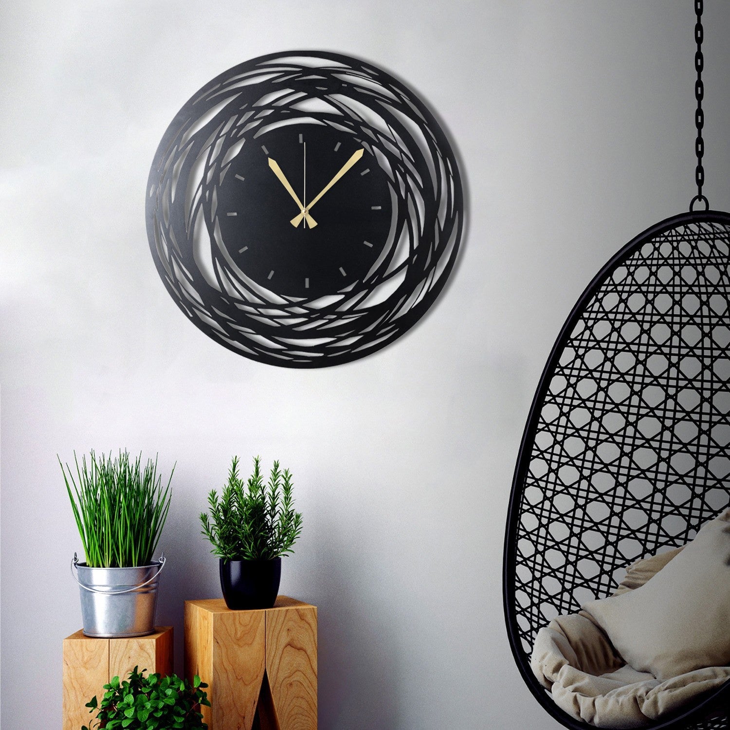 Relógio de parede decorativo – 50 x 50 cm – Preto – Metal