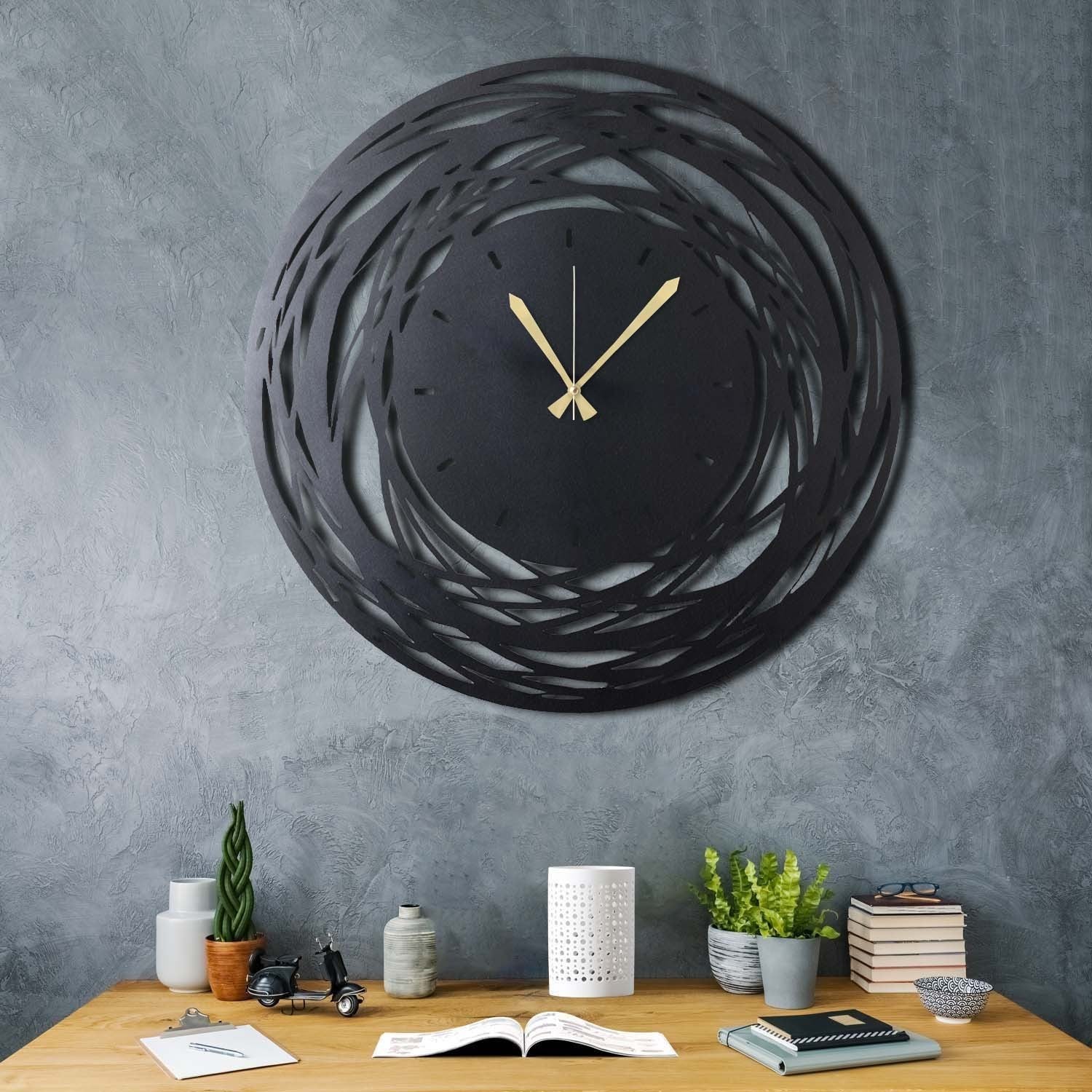 Relógio de parede em metal – 70 x 70 cm – preto – 100% metal