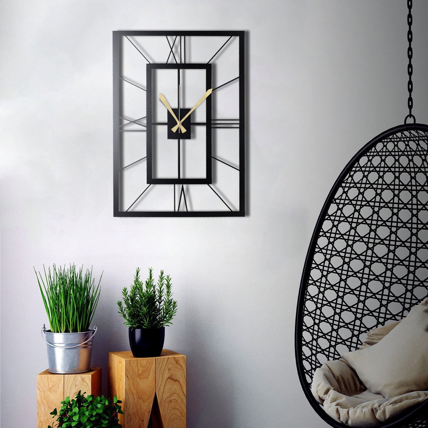 Relógio de parede – 49 x 34,5 cm – preto – 100% metal