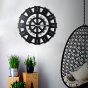 Relógio de Parede Decorativo em Metal Preto Stone - 50x50cm - Design Moderno para Decoração de Interiores