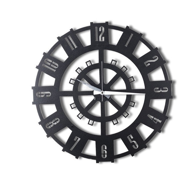 Relógio de Parede Decorativo em Metal Preto Stone - 50x50cm - Design Moderno para Decoração de Interiores