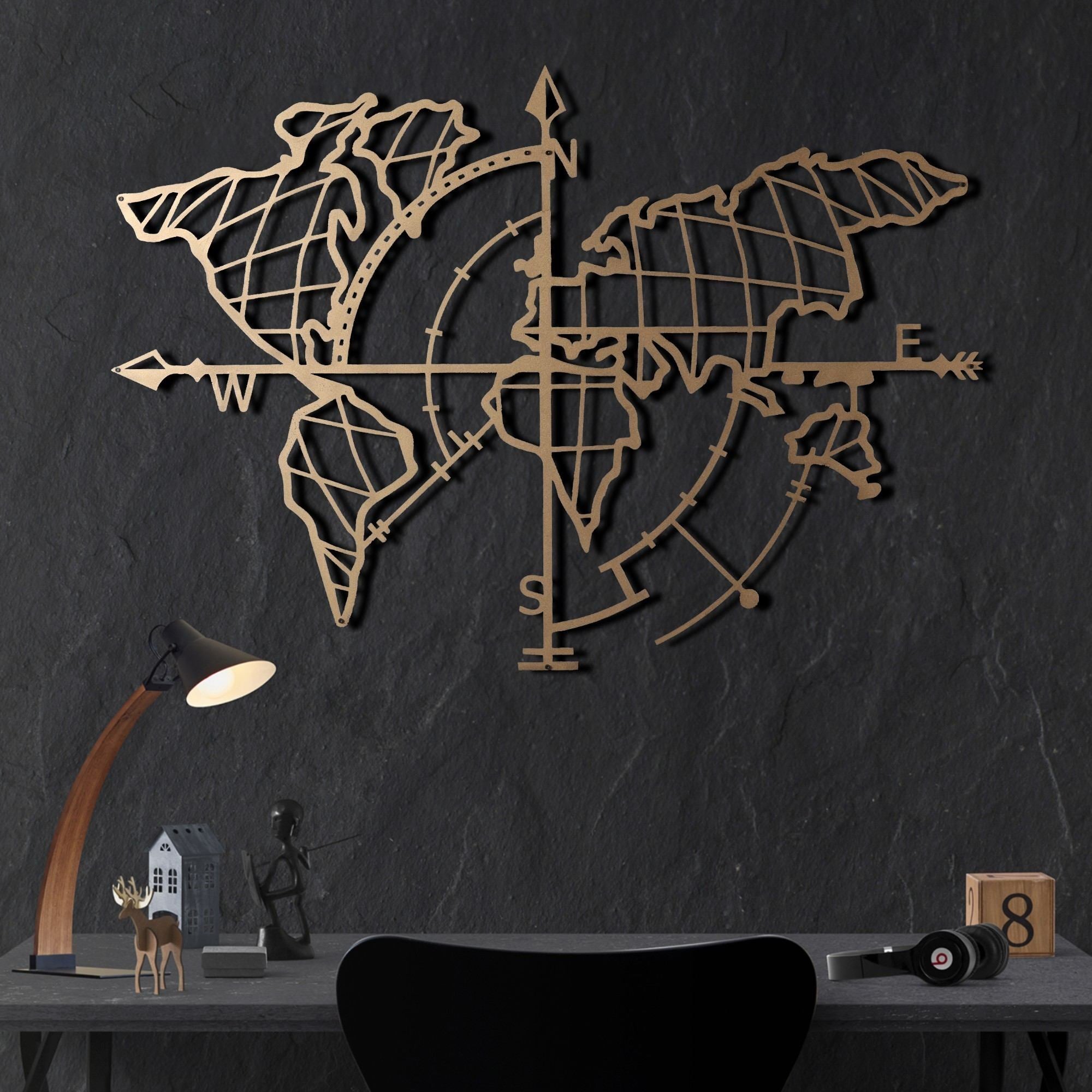 Acessório Decorativo de Parede – 65 x 95 cm – Dourado – Metal