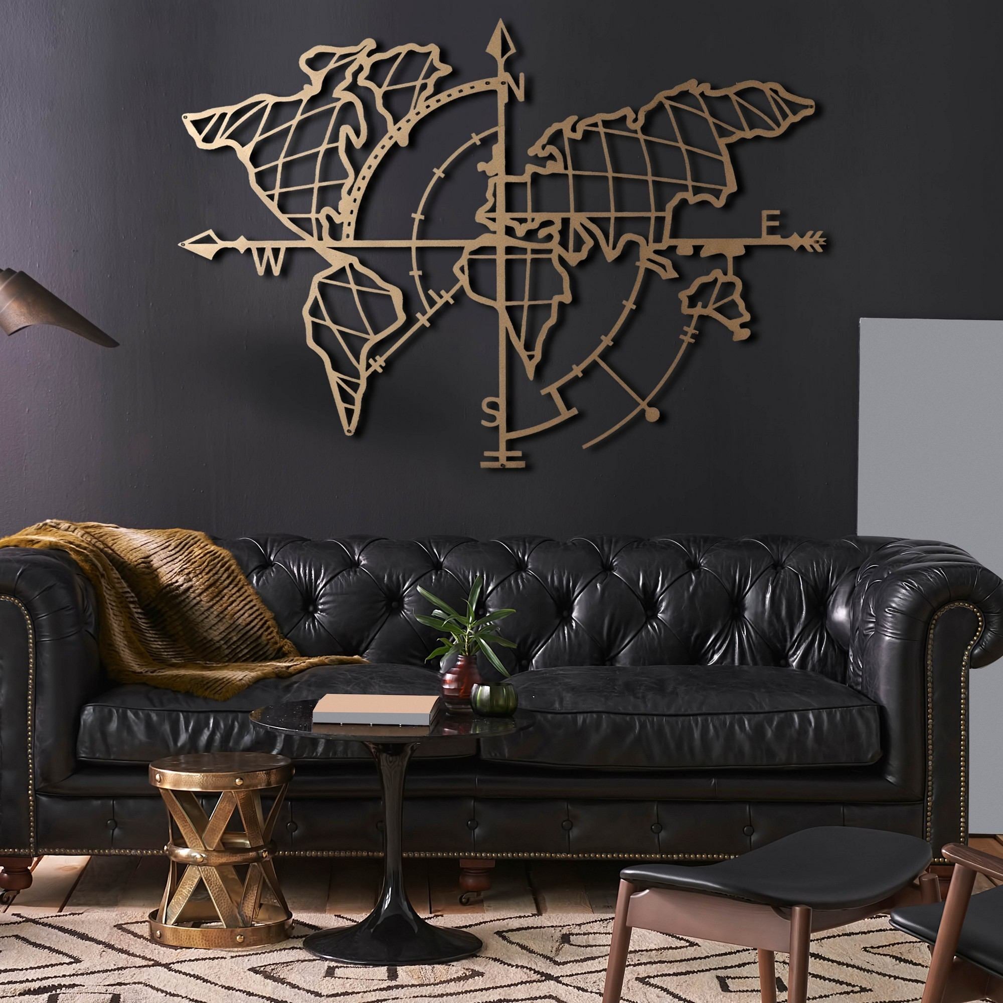Acessório Decorativo de Parede – 65 x 95 cm – Dourado – Metal