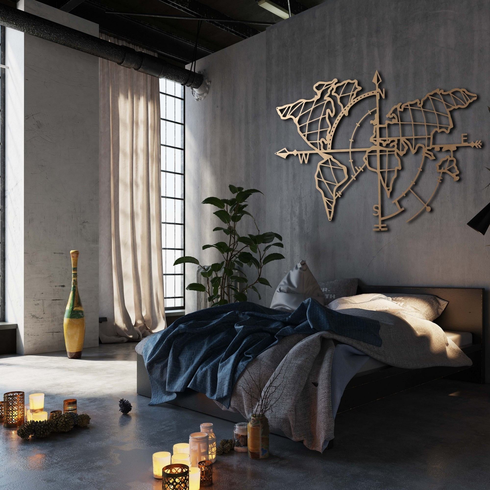 Acessório Decorativo de Parede – 65 x 95 cm – Dourado – Metal