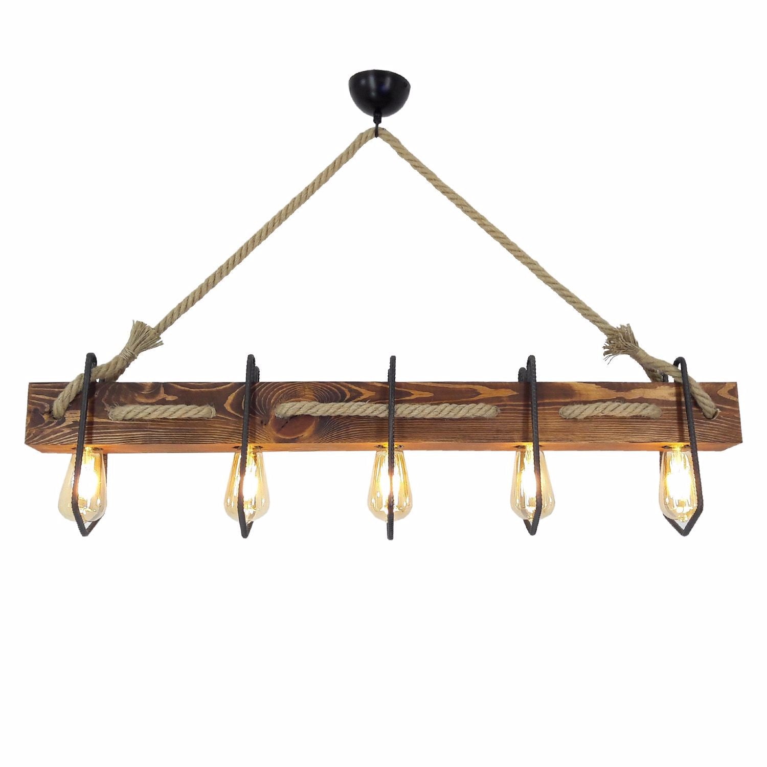 Candeeiro de Teto – 100 x 16 x 72 cm – Cor de nogueira – 100% pinho maciço