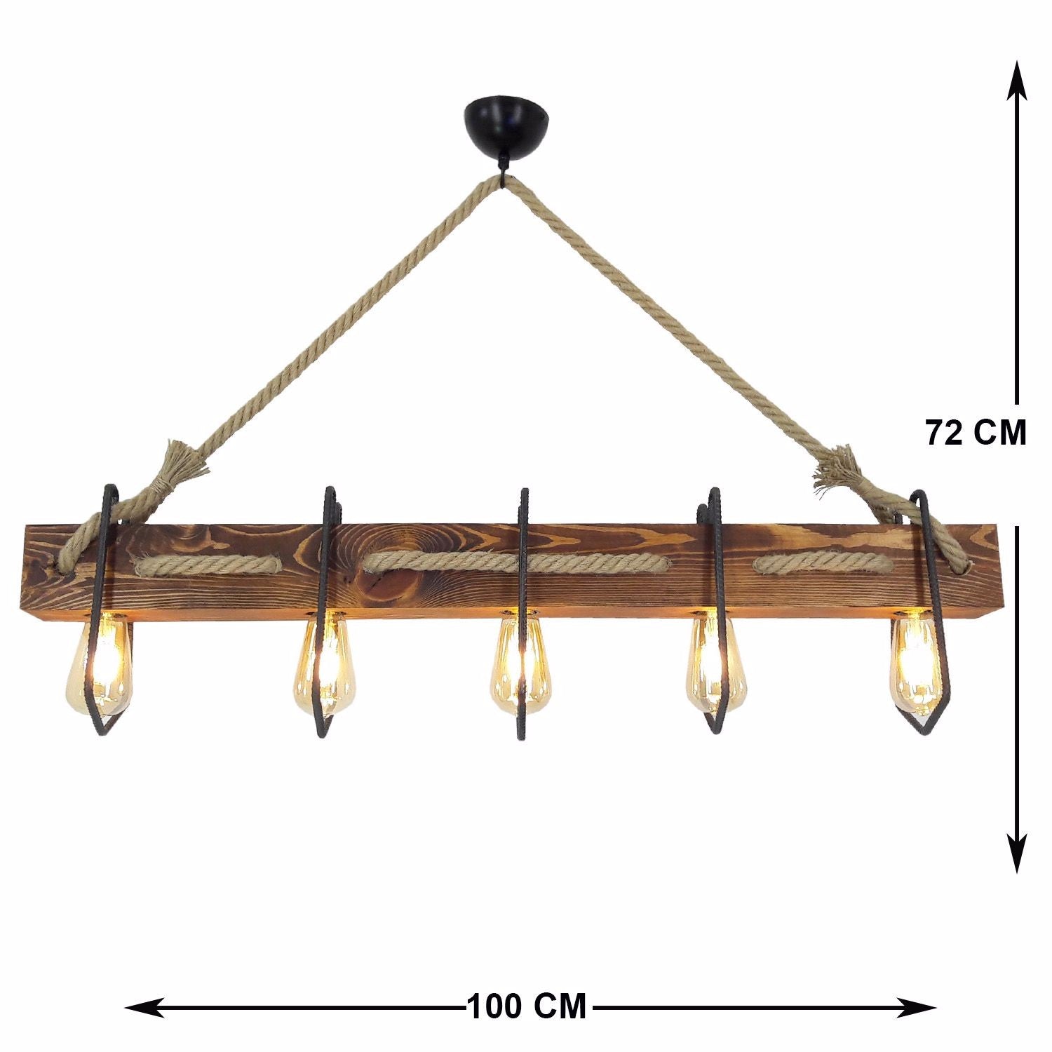 Candeeiro de Teto – 100 x 16 x 72 cm – Cor de nogueira – 100% pinho maciço