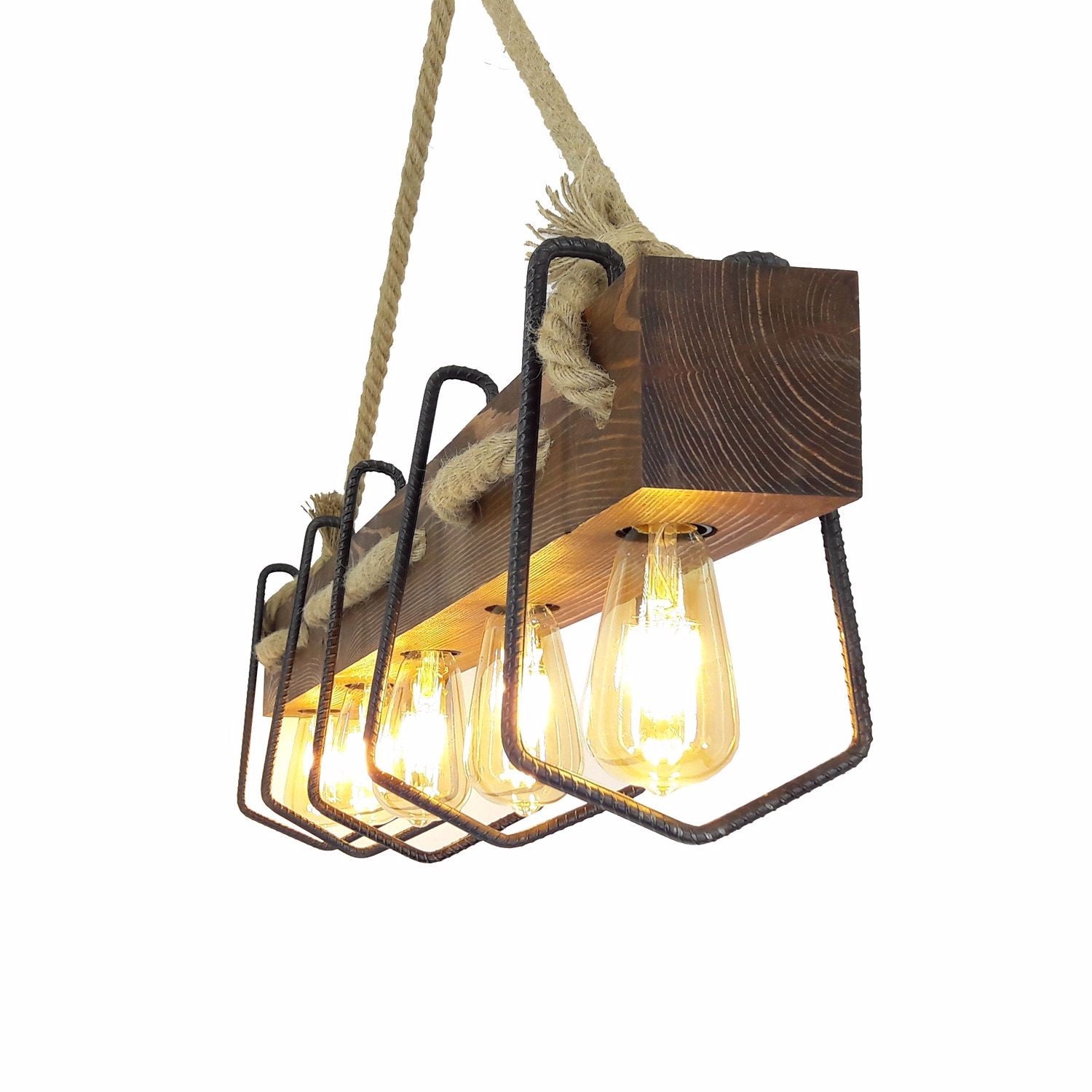 Candeeiro de Teto – 100 x 16 x 72 cm – Cor de nogueira – 100% pinho maciço
