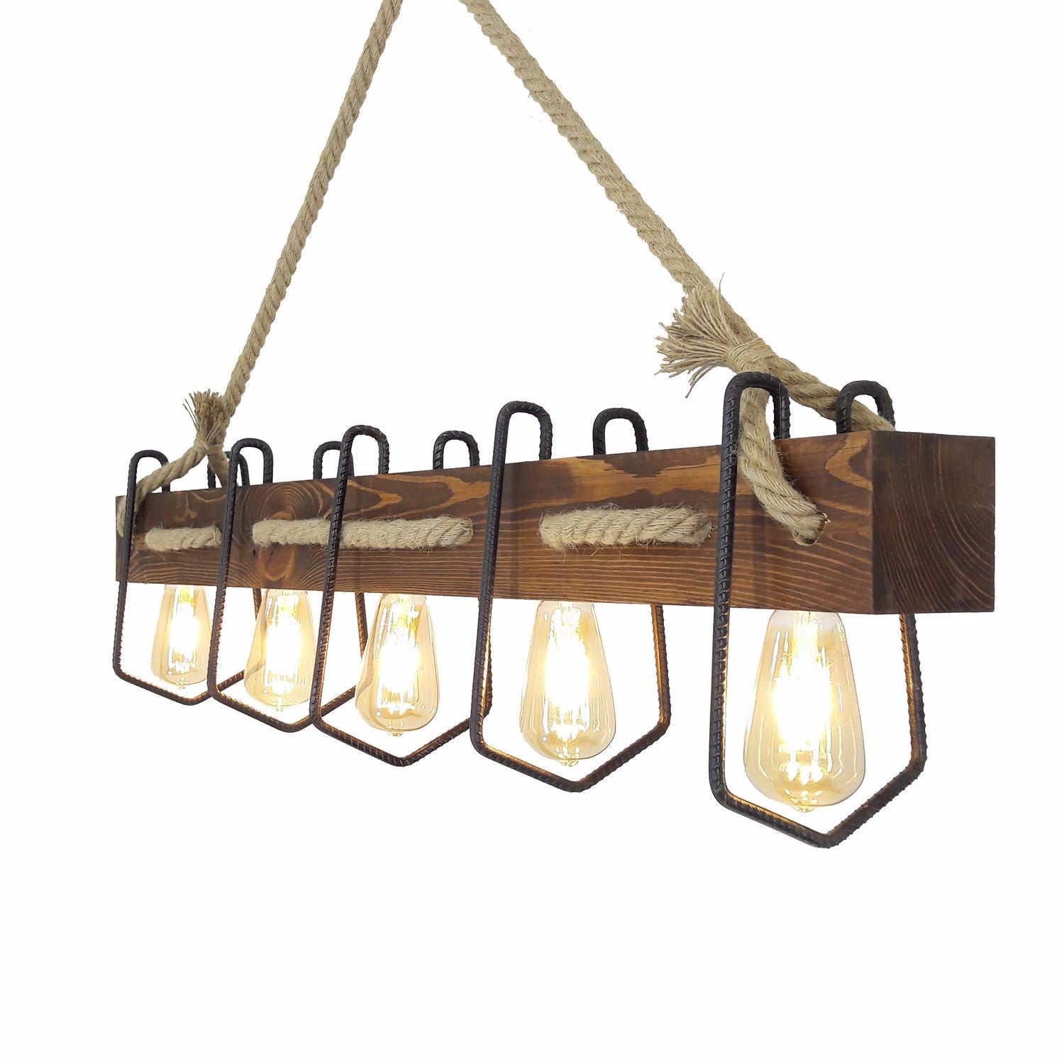 Candeeiro de Teto – 100 x 16 x 72 cm – Cor de nogueira – 100% pinho maciço