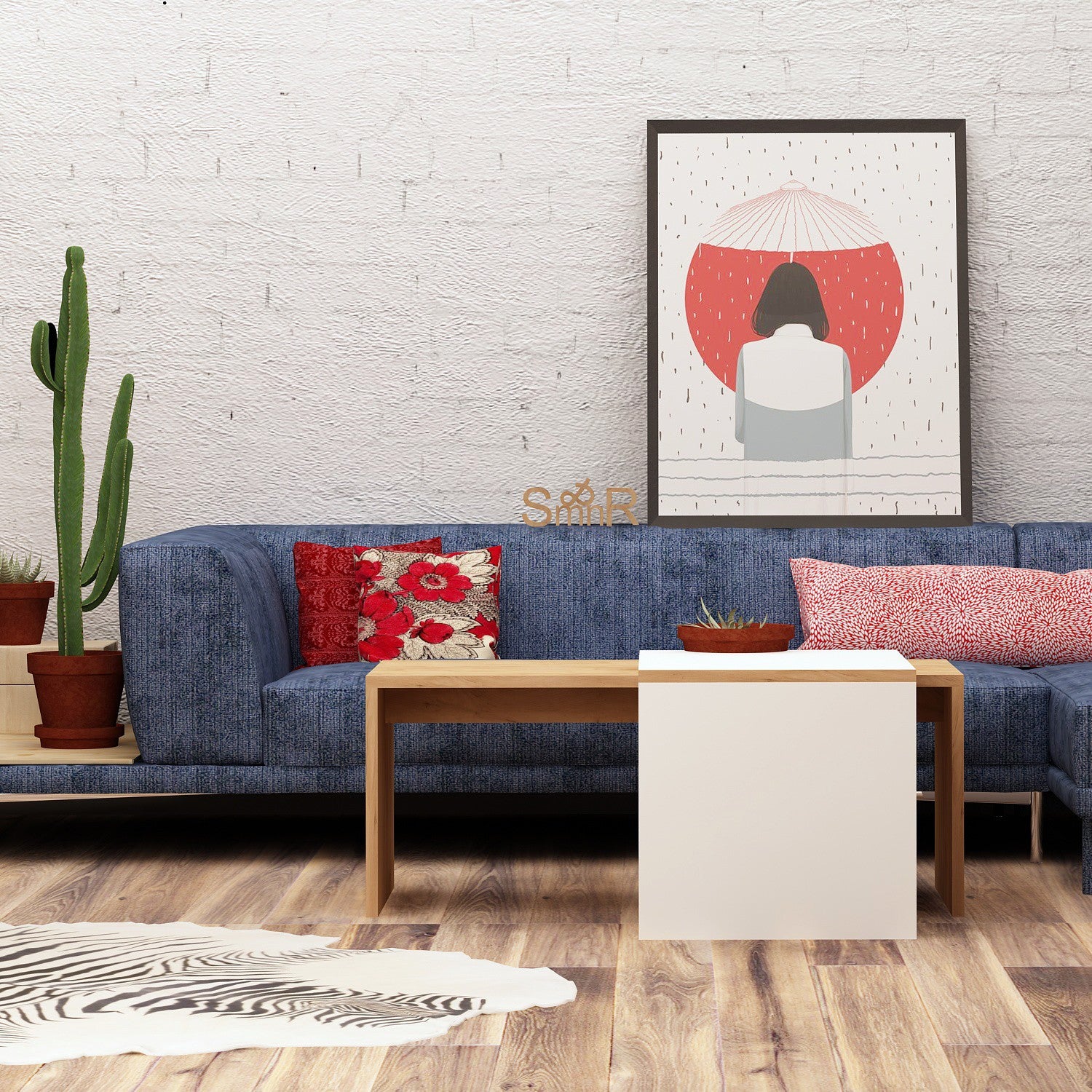 Mesa de Centro – 90cm x 42cm – Carvalho e Branco – Painel de Partículas Revestido a Melamina