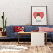 Mesa de Centro – 90cm x 42cm – Carvalho e Branco – Painel de Partículas Revestido a Melamina