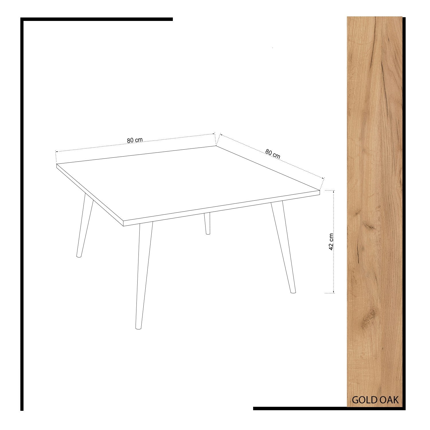 Mesa de Centro – 80 cm x 42 cm x 80 cm – Carvalho – Painel de Partículas