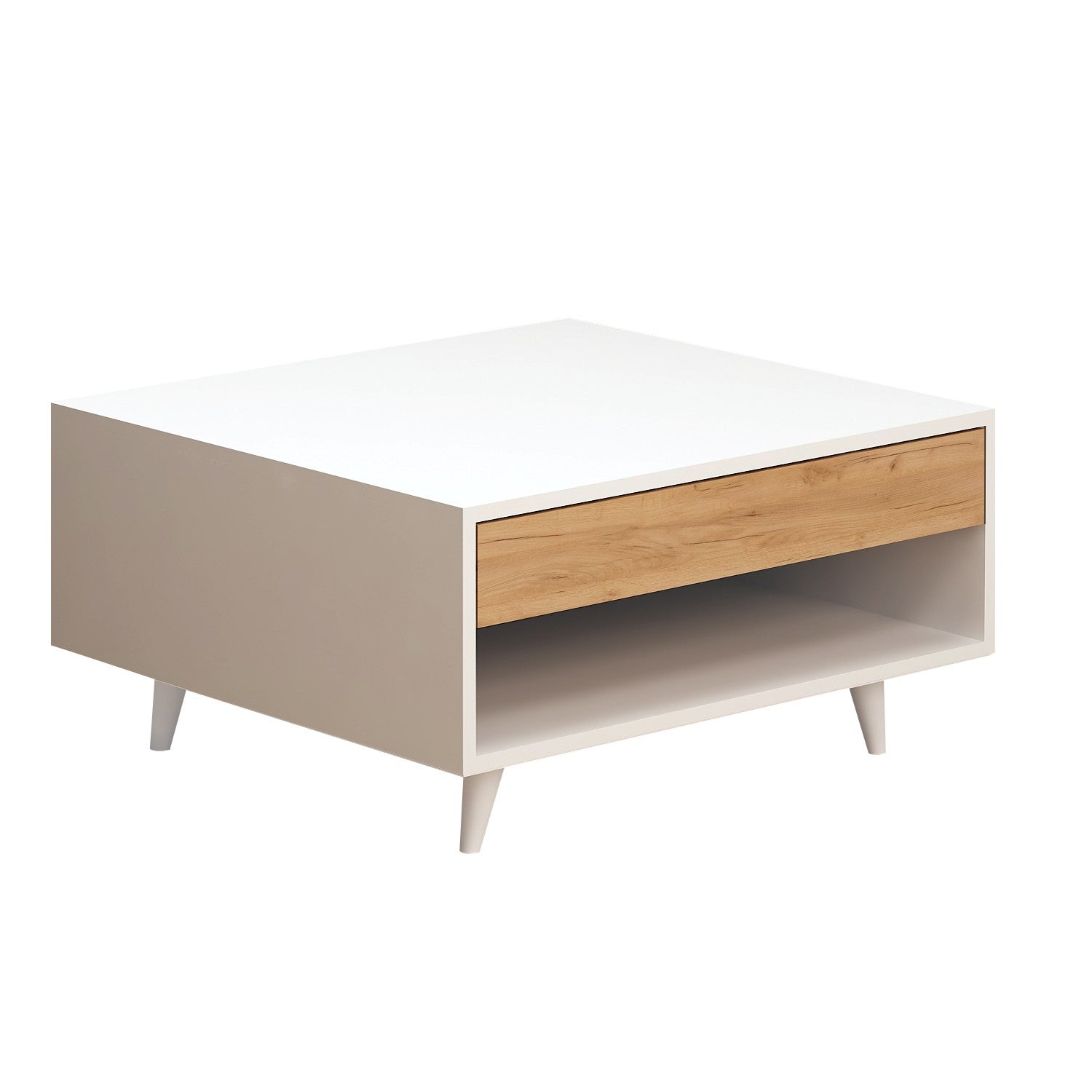 Mesa de Centro – 80cm x 40cm x 80cm – Carvalho e Branco – Painel de Partículas