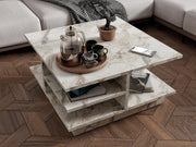 Mesa de Centro – 80cm x 40cm x 80cm – Mármore Éfeso – 100% painel de partículas revestido a melamina