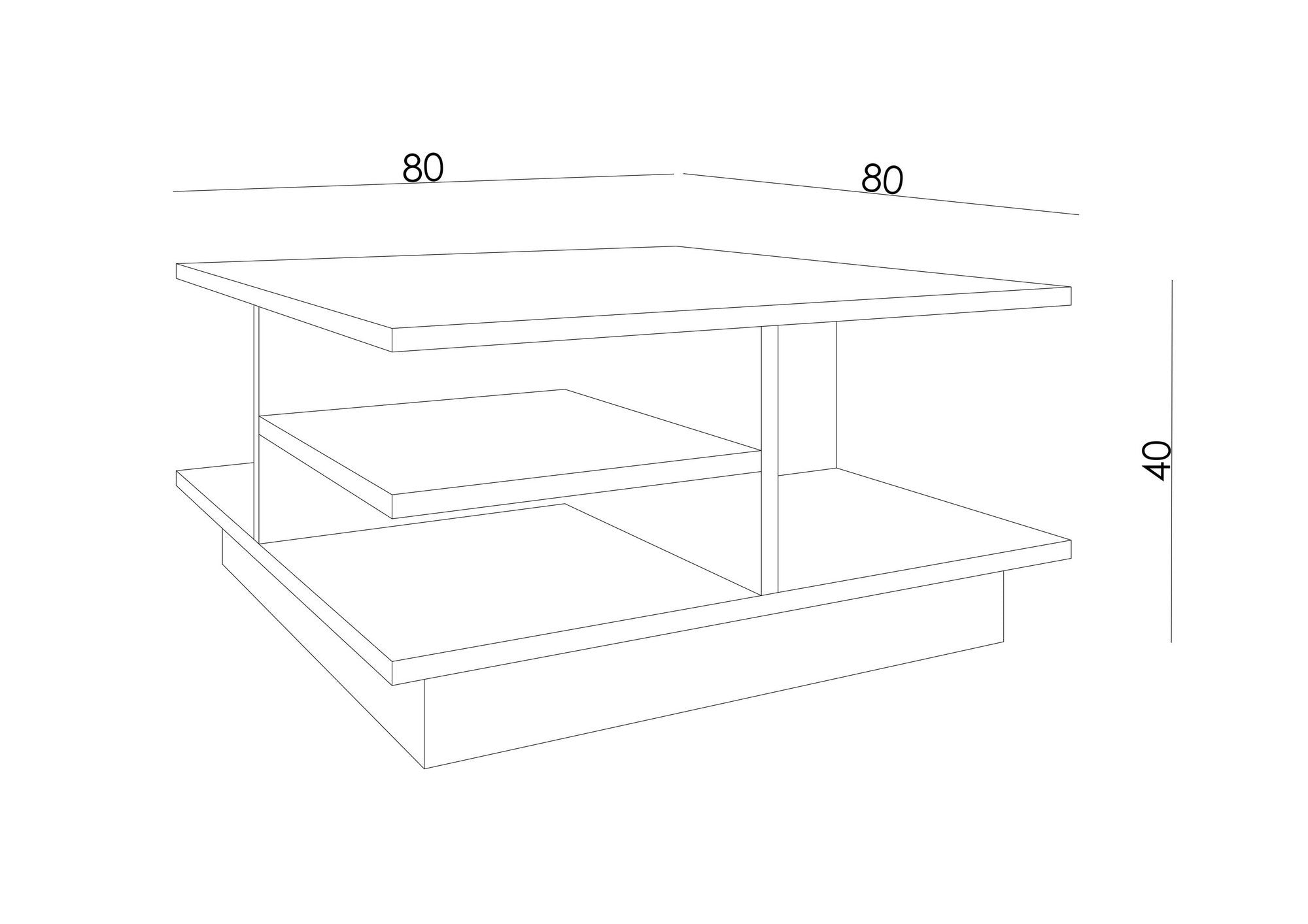 Mesa de Centro – 80 cm x 40 cm x 80 cm – Travertino – Painel de Partículas Revestido a Melamina