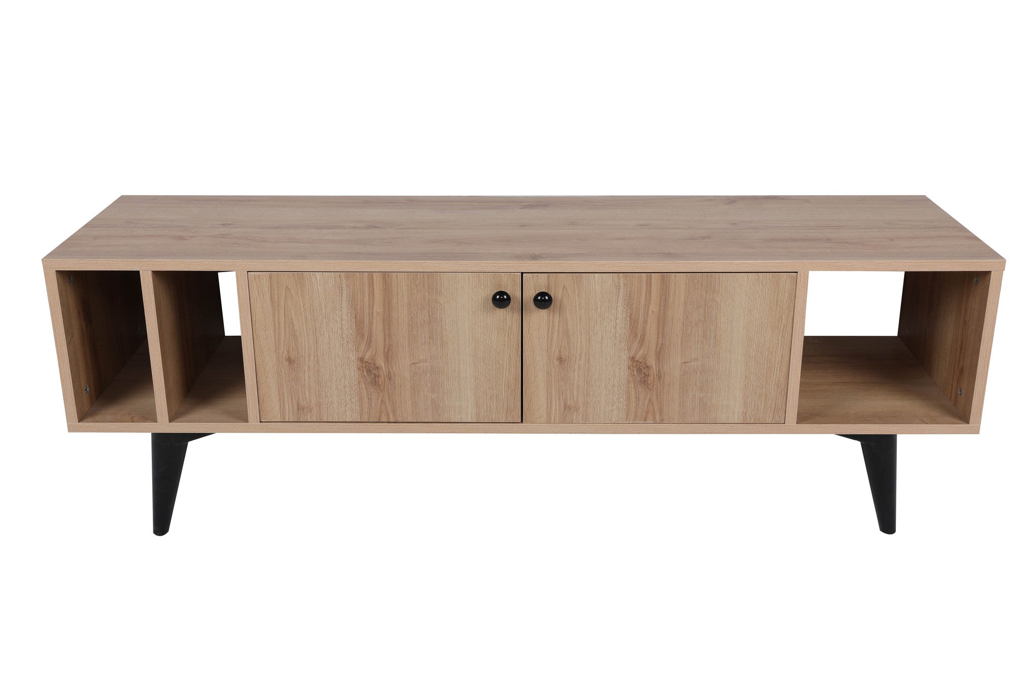 Móvel de TV – 150 cm x 40 cm x 50 cm – Carvalho e Preto – Painéis de partículas revestidos a melamina