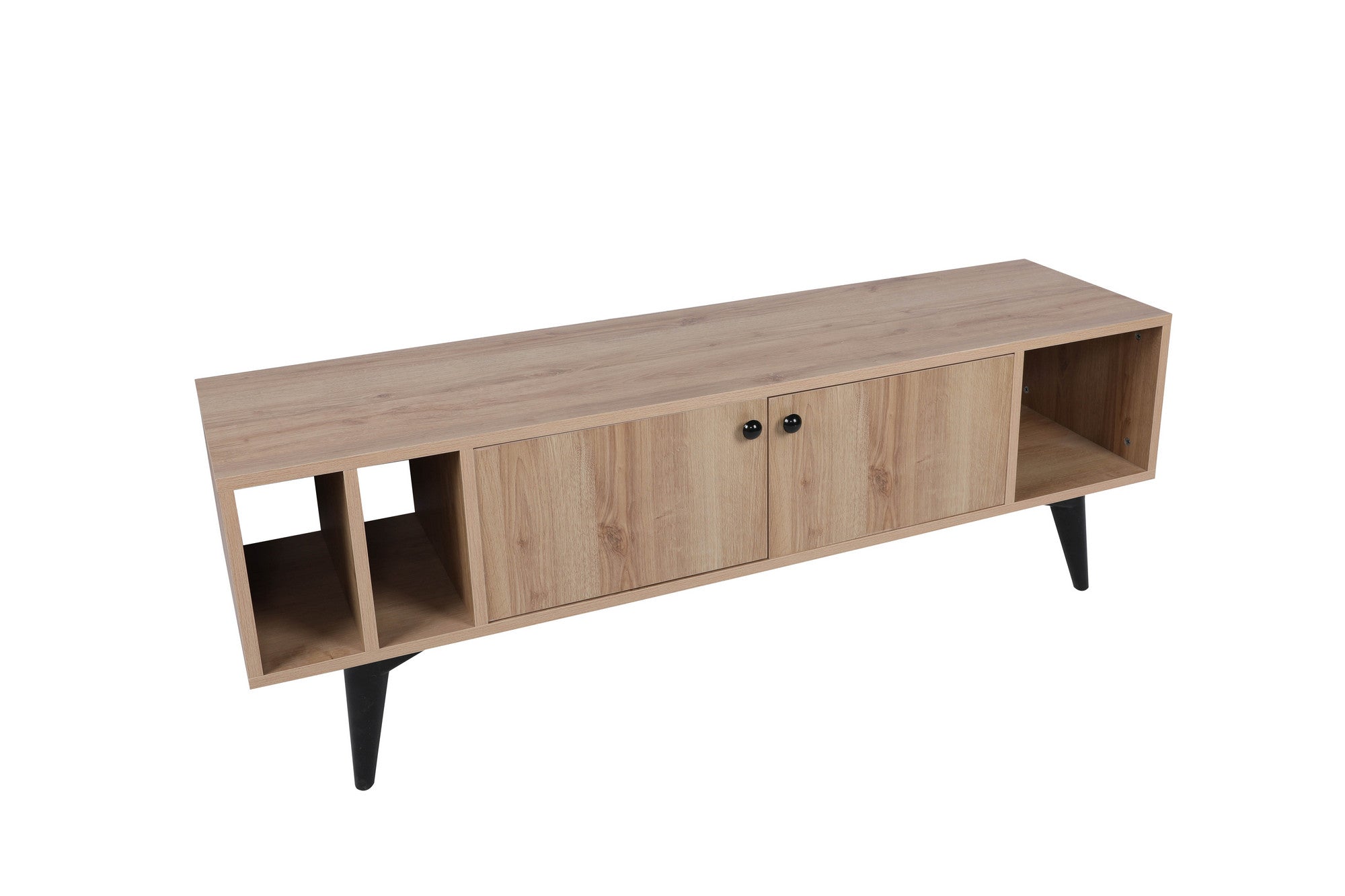 Móvel de TV – 150 cm x 40 cm x 50 cm – Carvalho e Preto – Painéis de partículas revestidos a melamina