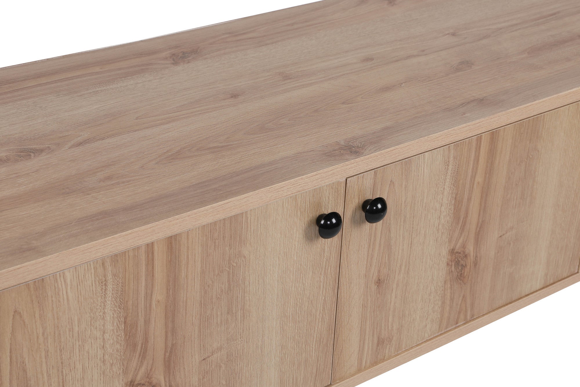 Móvel de TV – 150 cm x 40 cm x 50 cm – Carvalho e Preto – Painéis de partículas revestidos a melamina