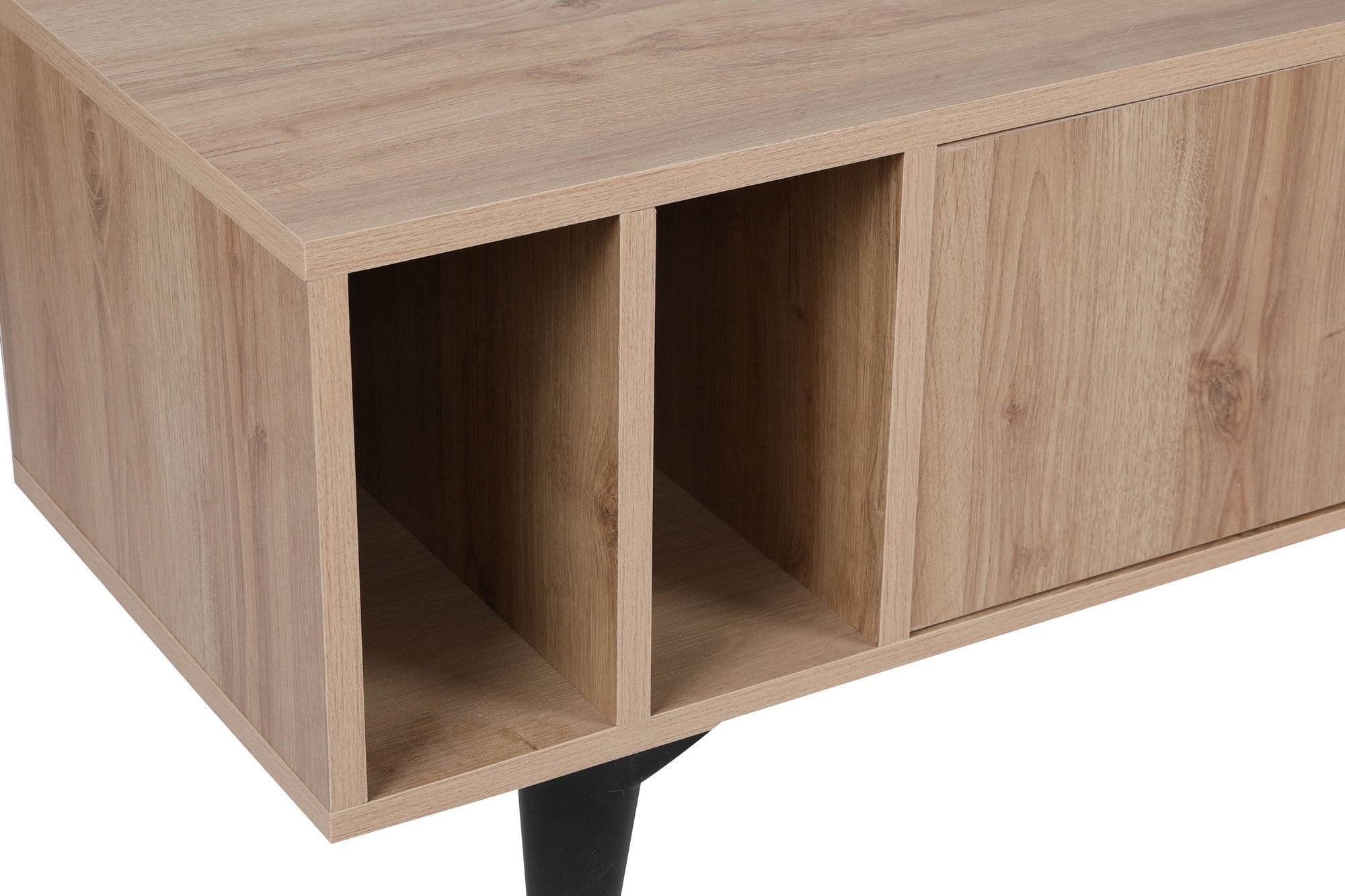 Móvel de TV – 150 cm x 40 cm x 50 cm – Carvalho e Preto – Painéis de partículas revestidos a melamina