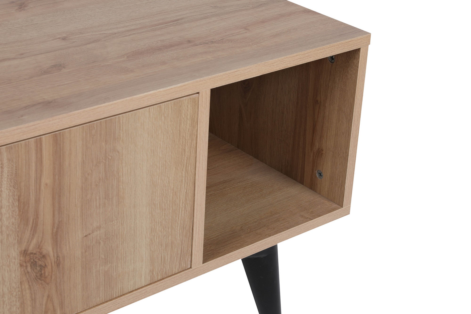 Móvel de TV – 150 cm x 40 cm x 50 cm – Carvalho e Preto – Painéis de partículas revestidos a melamina