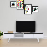 Móvel de TV – 180 cm x 30 cm x 45 cm – Branco – Painéis de partículas revestidos a melamina