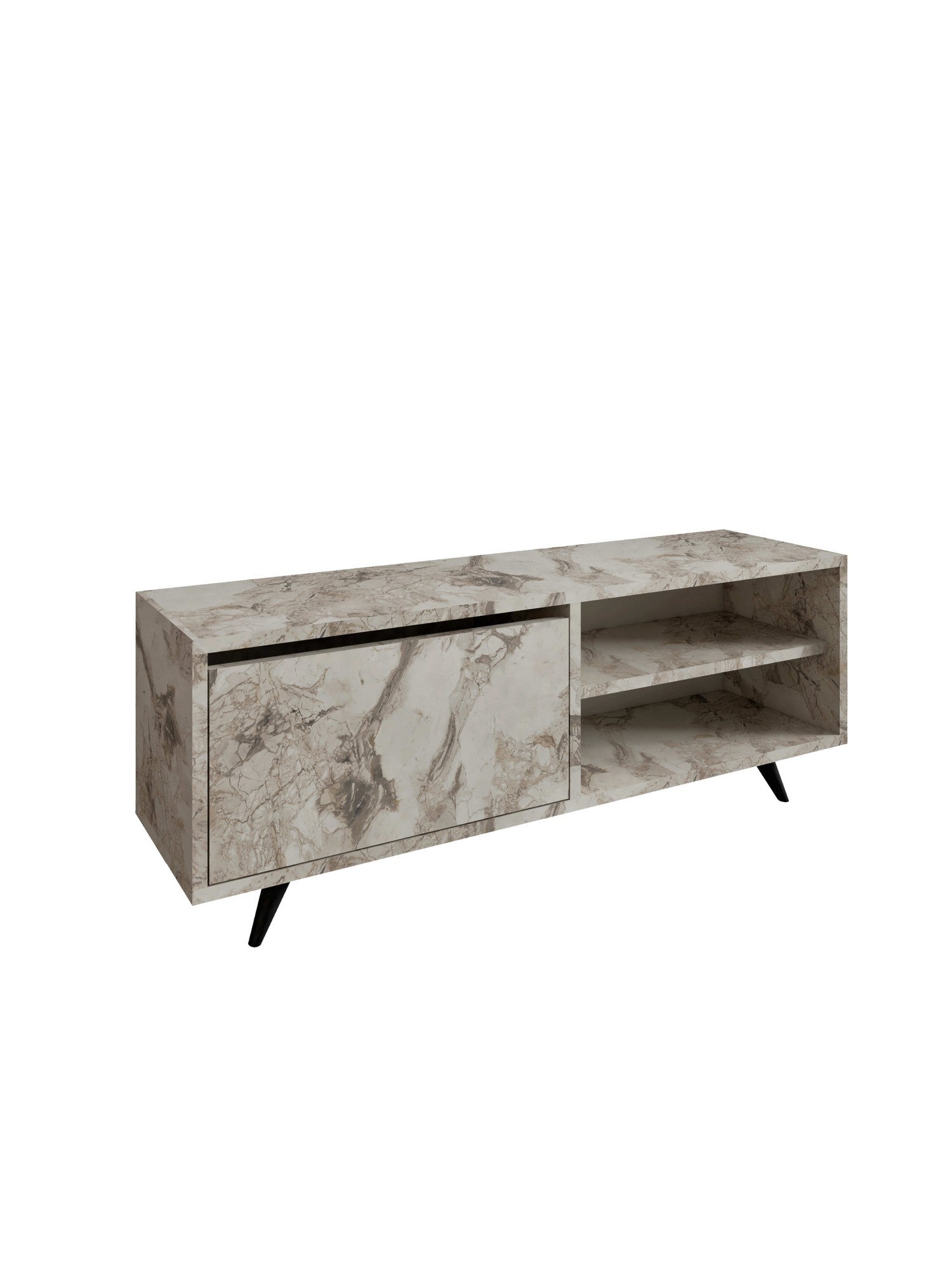 Móvel de TV – 120 cm x 47 cm x 35 cm – Mármore de Éfeso – Painel de partículas revestido a melamina