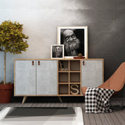 Aparador Moderno – 140 x 89 x 40 cm – Carvalho e Branco – 100% Melamina e Madeira