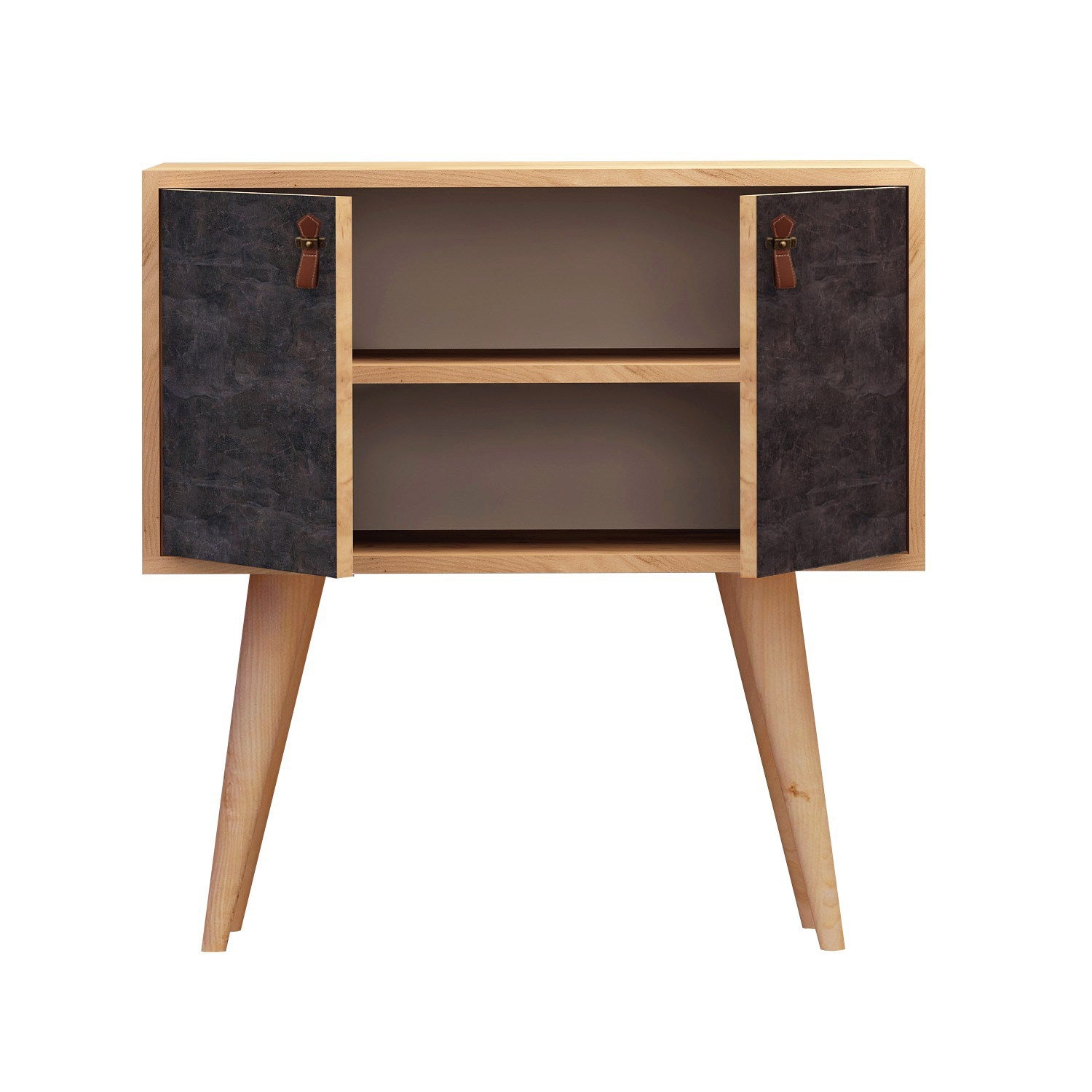 Mesa de Cabeceira – 80 cm x 80 cm x 80 cm – Carvalho e Cinzento Escuro – Painel de partículas com revestimento em melamina