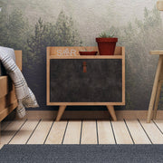 Mesa de cabeceira – 50cm x 55cm x 40cm – Cinza Escuro e Carvalho – Painel de partículas revestido a melamina