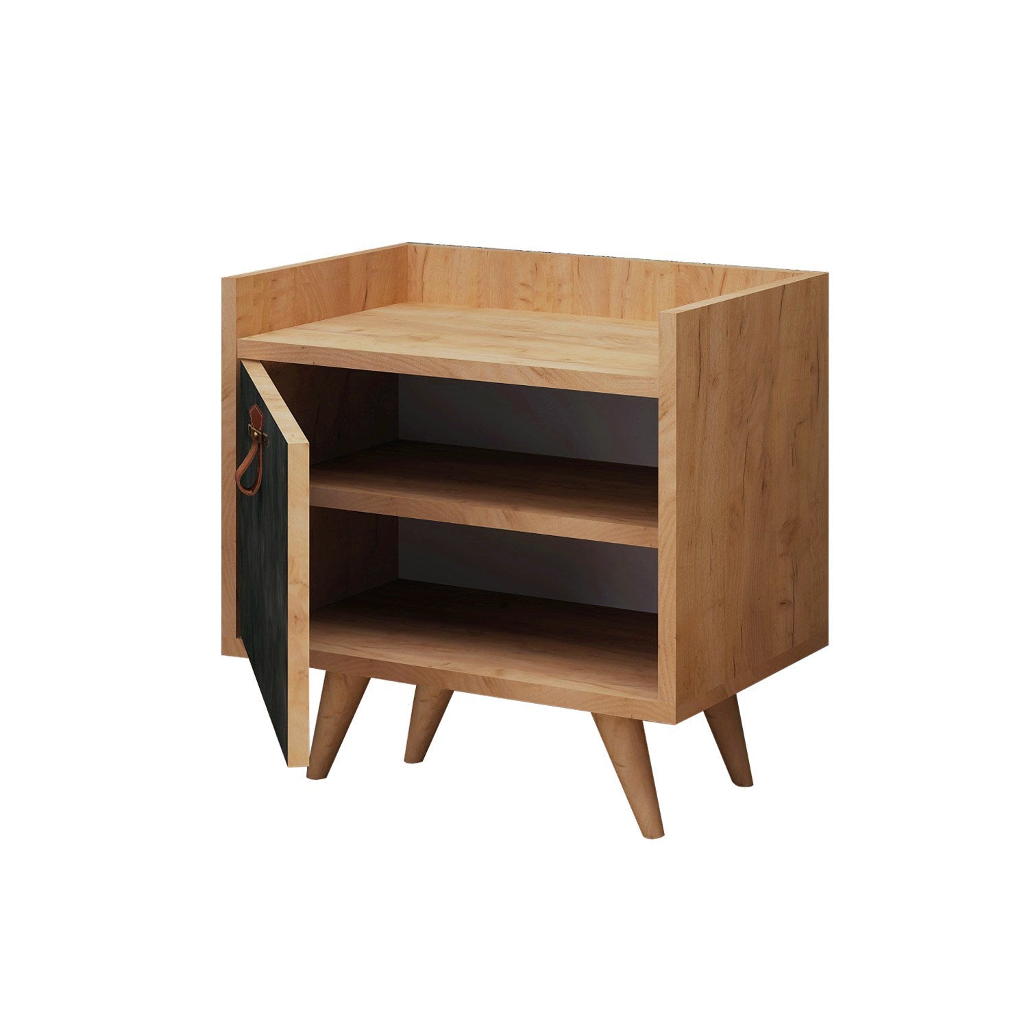Mesa de cabeceira – 50cm x 55cm x 40cm – Cinza Escuro e Carvalho – Painel de partículas revestido a melamina