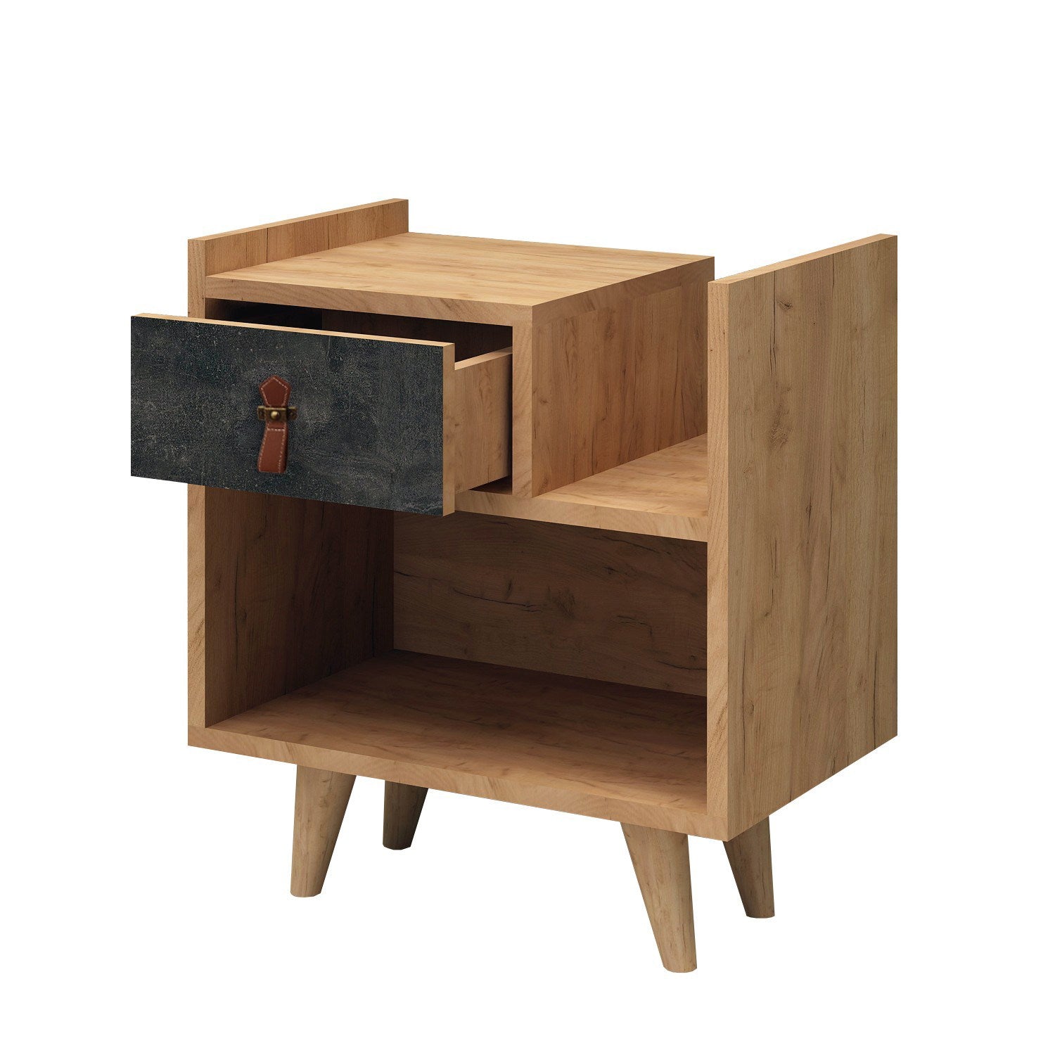 Mesa de cabeceira – 50 cm x 52 cm x 40 cm – Carvalho e Cinza Escuro – MDF
