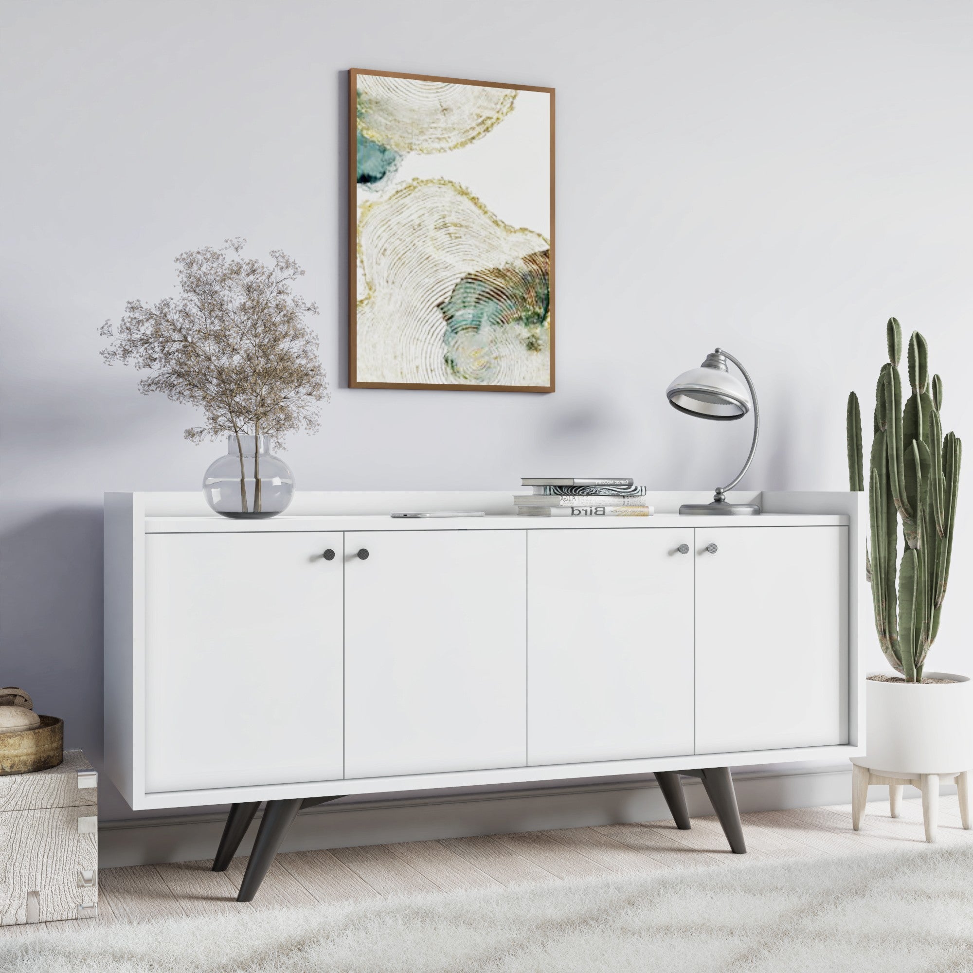 Aparador – 150 cm x 75 cm x 40 cm – Branco – Painel de partículas revestido a melamina
