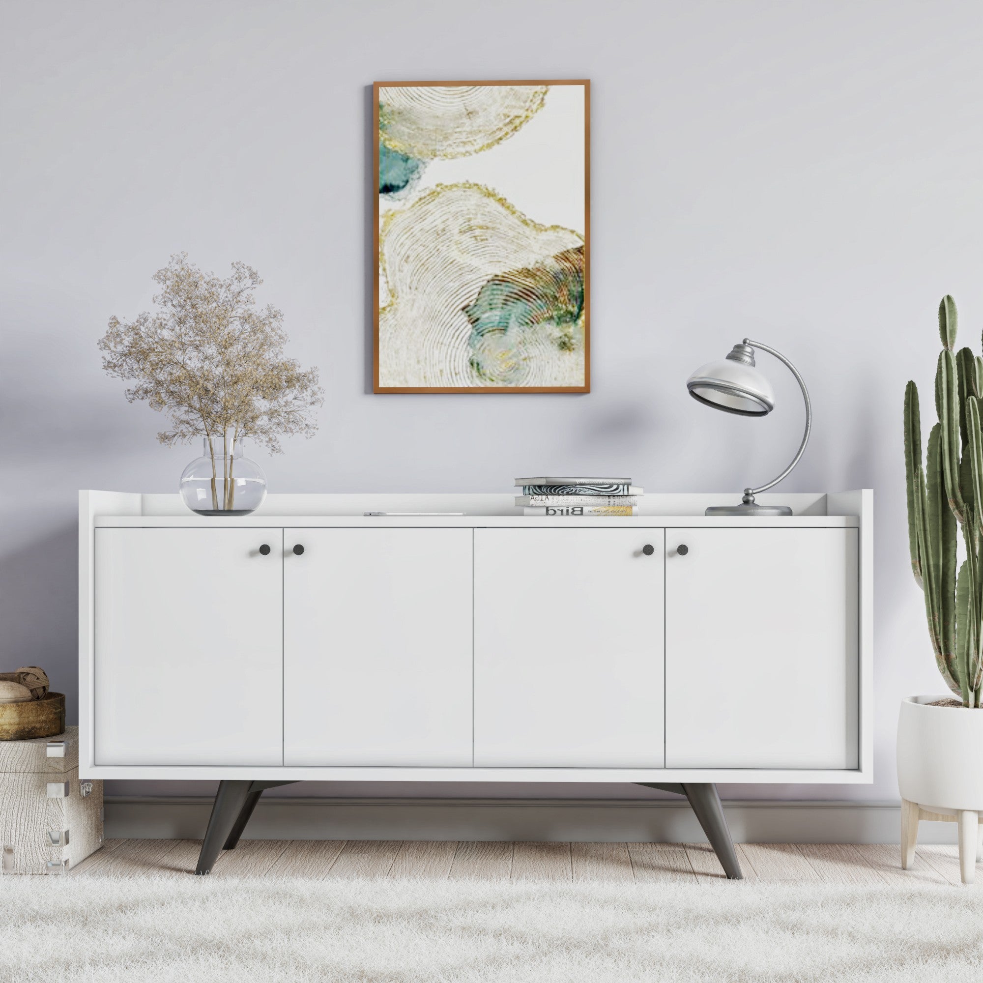 Aparador – 150 cm x 75 cm x 40 cm – Branco – Painel de partículas revestido a melamina