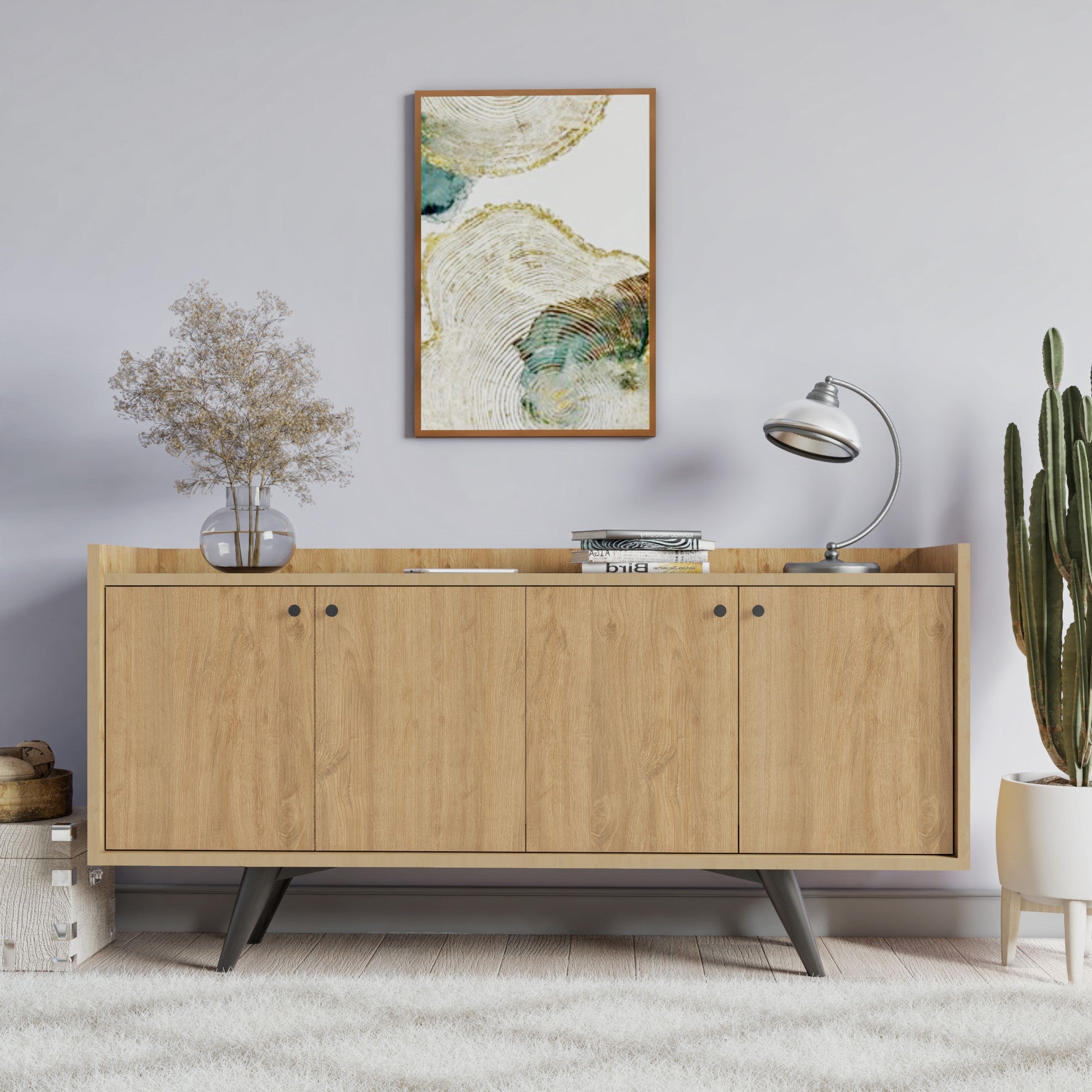 Aparador – 150cm x 75cm x 40cm – Carvalho – Painel de partículas revestido a melamina