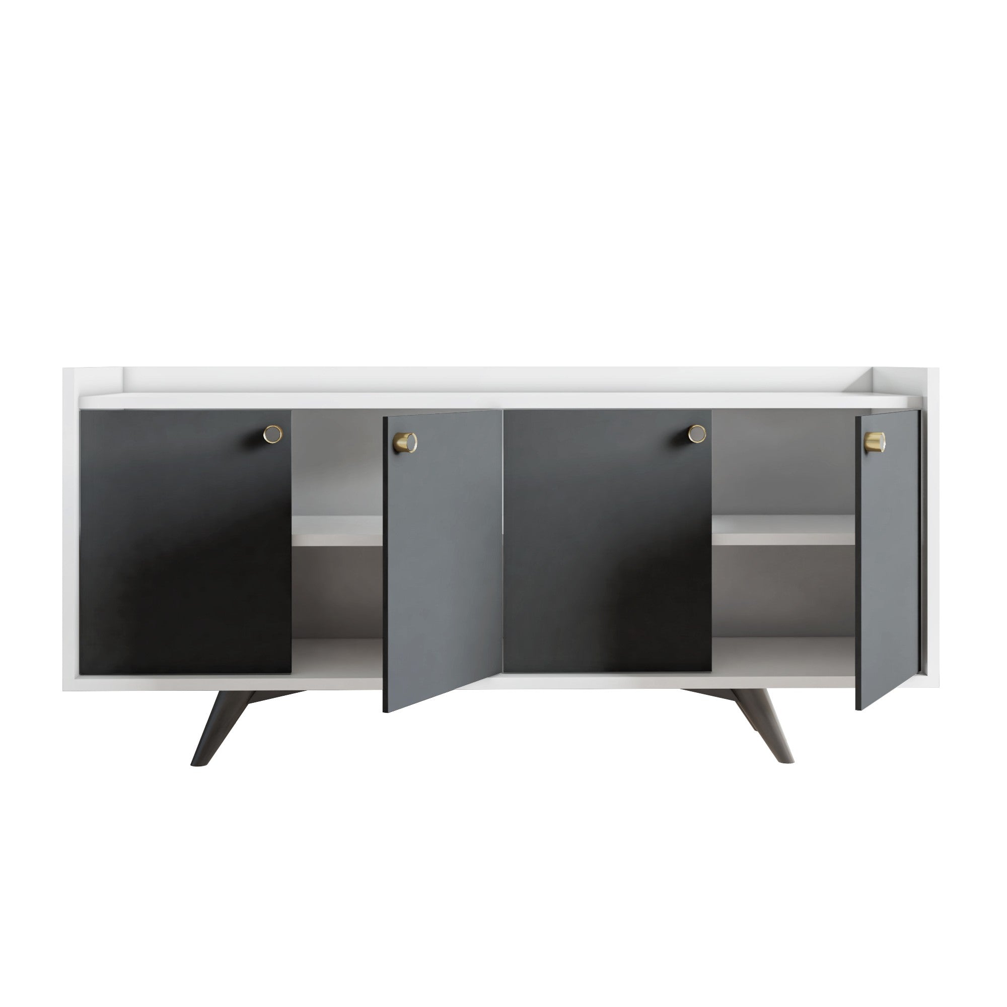 Aparador – 150cm x 75cm x 40cm – Antracite e Branco – Painel de partículas revestido a melamina