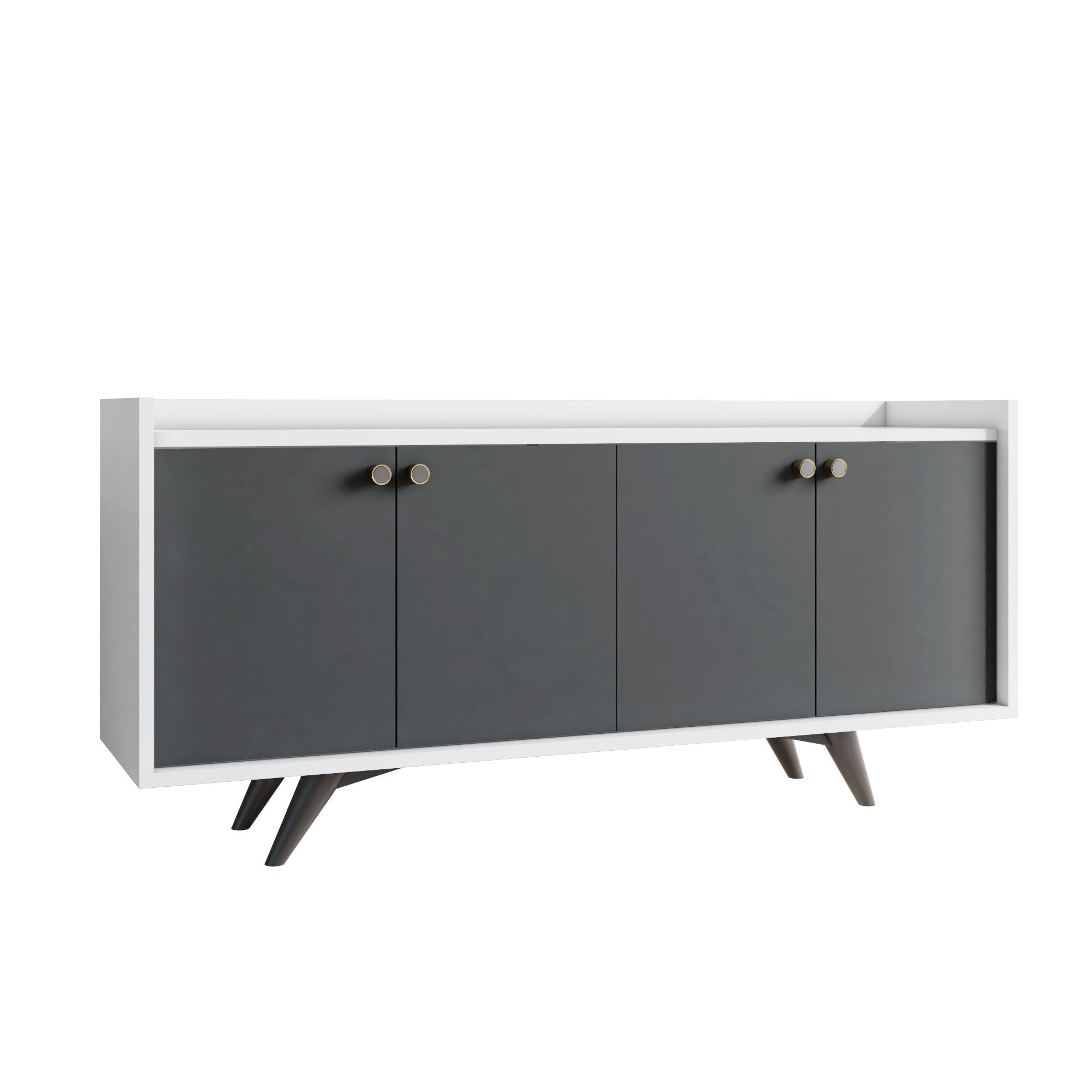 Aparador – 150cm x 75cm x 40cm – Antracite e Branco – Painel de partículas revestido a melamina