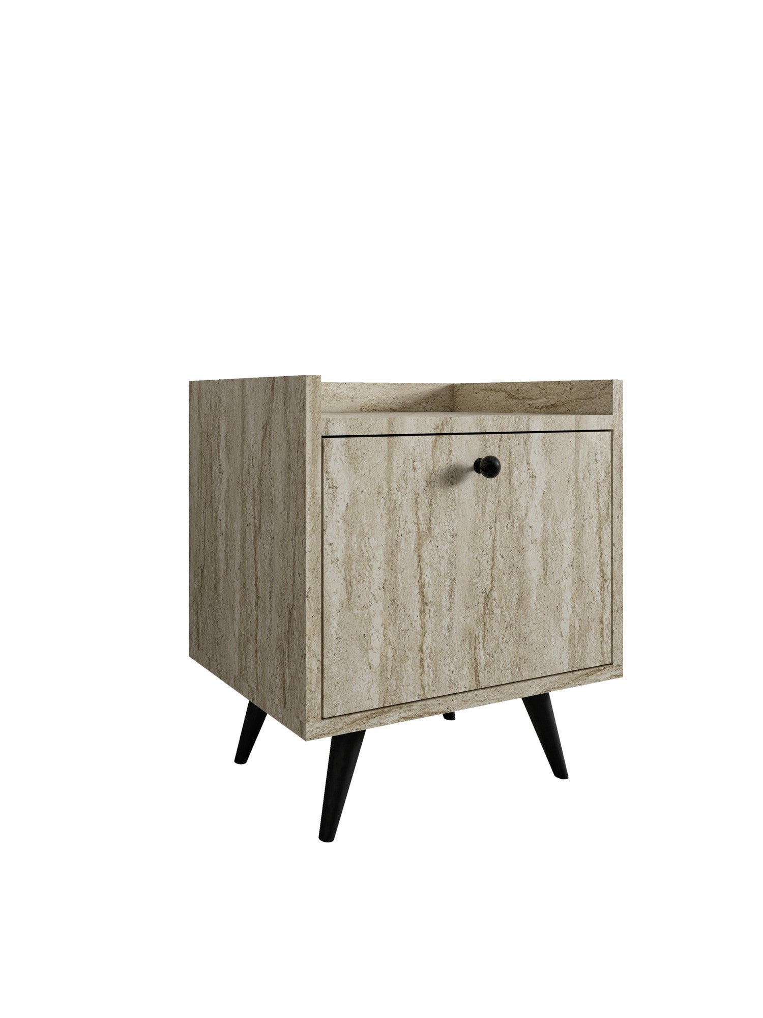 Mesa de cabeceira – 50 cm x 55 cm x 40 cm – Travertino – Madeira