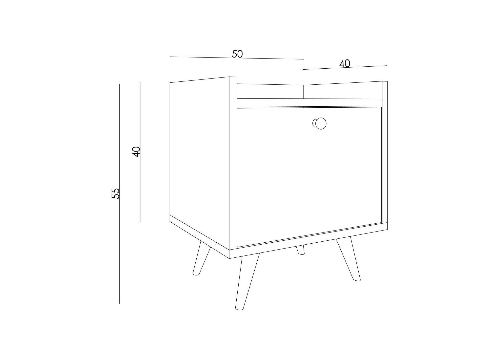 Mesa de cabeceira – 50 cm x 55 cm x 40 cm – Travertino – Madeira
