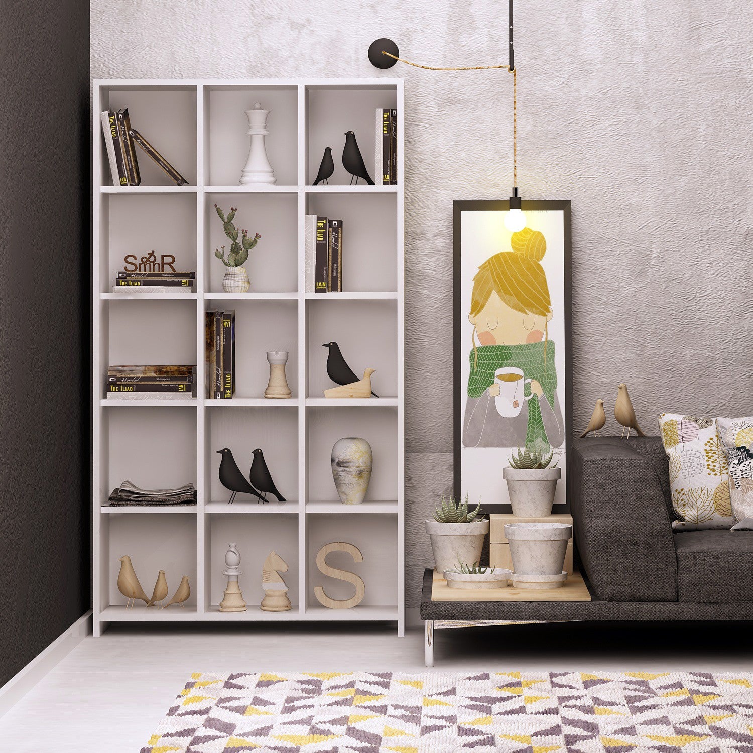 Estante moderna – 90 x 160 x 25 cm – Branca – Painel de partículas revestido a melamina