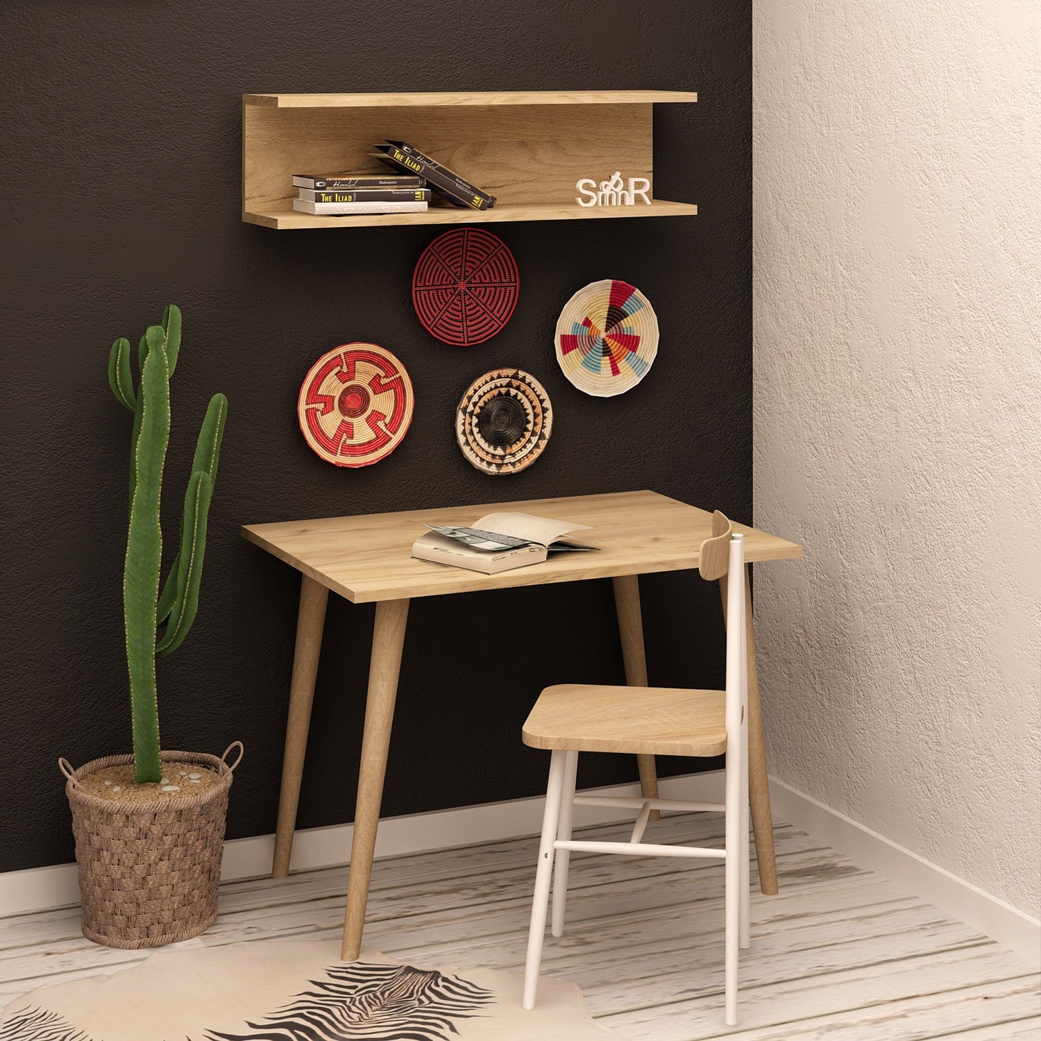Secretária de Estudo – 80 cm x 74 cm x 60 cm – Carvalho – Painéis de partículas