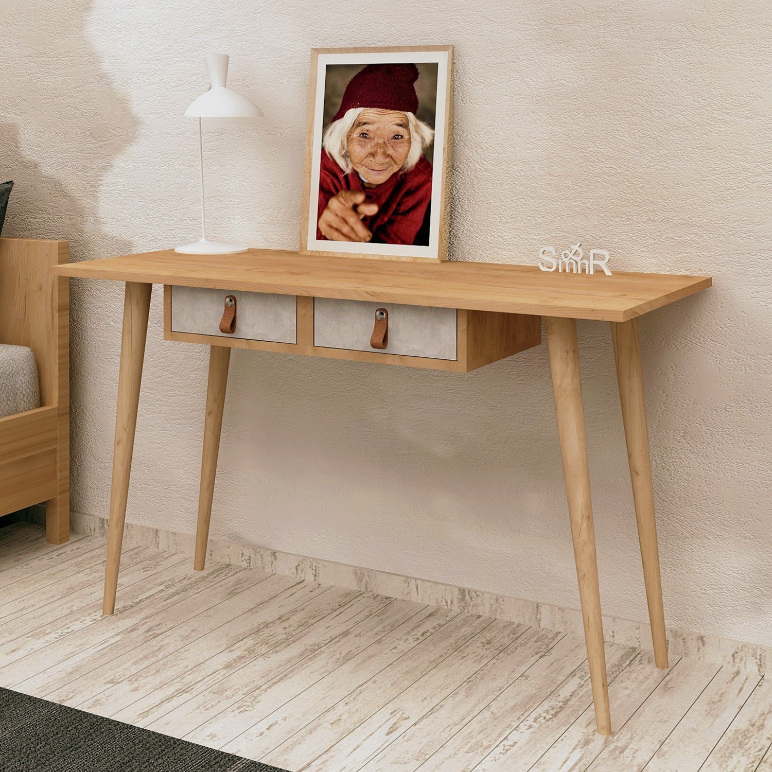 Secretária de Estudo – 120 cm x 74 cm x 60 cm – Carvalho e Branco – Painéis de partículas revestidos a melamina